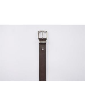 Ben Sherman Wilsham Leather Belt In Brown - White