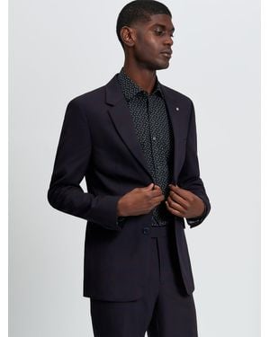 Ben Sherman Ombre Check Jacket In Dark Wine - Blue