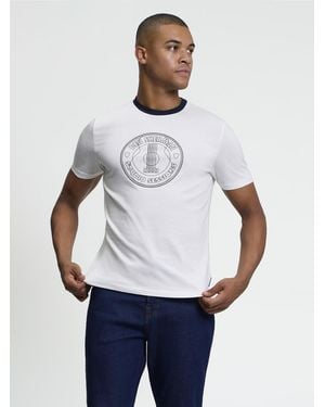 Ben Sherman Short Sleeve Studio Sessions Tshirt In Ivory - Blue