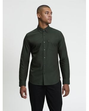 Ben Sherman Long Sleeve Signature Oxford Shirt In Lotus Green - Grey
