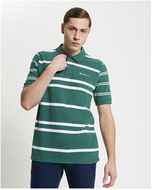 Ben Sherman Mixed Stripe Polo In Fraser Green