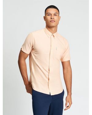 Ben Sherman Short Sleeve Signature Oxford Shirt In New Orange - Blue