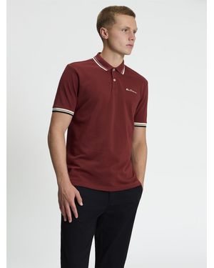 Ben Sherman Short Sleeve Signature Pique Polo In Sienna - Red