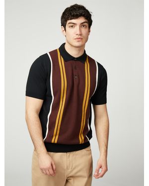 Ben Sherman Vertical Stripe Polo In Black
