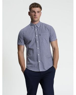 Ben Sherman Short Sleeve Signature Gingham Shirt In - Blue