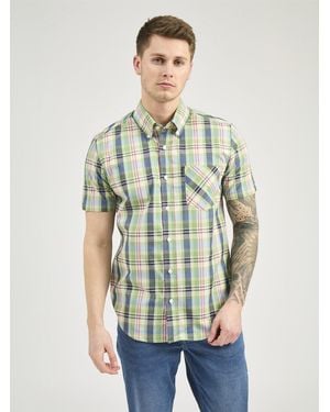 Ben Sherman Gingham Overcheck Shirt In Grass Green - Blue