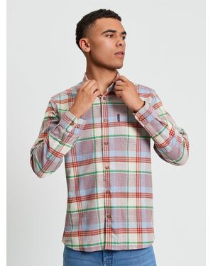 Ben Sherman Brushed Crepe Check Shirt In Fog - White