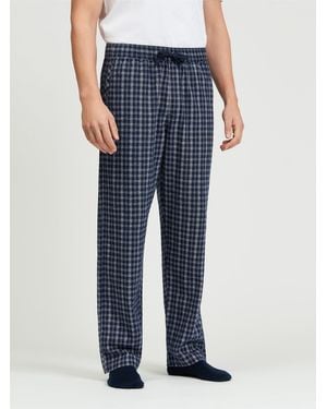 Ben Sherman Brushed Linear Check Trouser In Marine - Blue