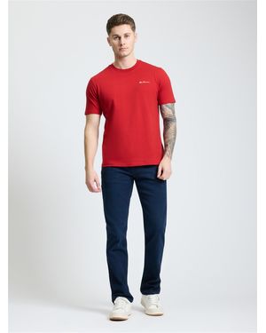 Ben Sherman Embroidered Logo Tee In F1 Red