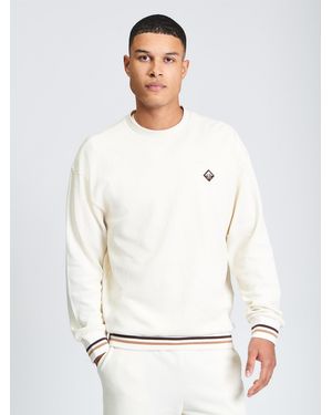 Ben Sherman Textured Crew Neck In Oyster White