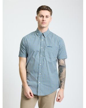 Ben Sherman Short Sleeve House Check Shirt In Corn - Blue