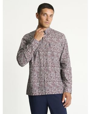 Ben Sherman Long Sleeve Paisley Print Shirt In - Grey