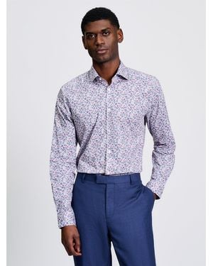 Ben Sherman Ditsy Floral Shirt In White - Purple
