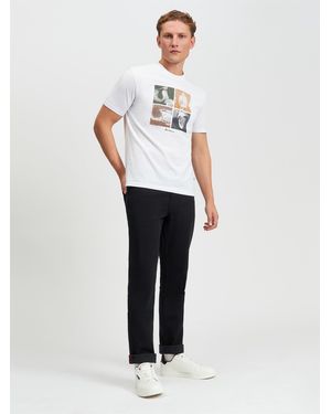 Ben Sherman Rinsewash Straight Fit Jean In Black Denim - White