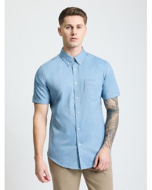 Ben Sherman Short Sleeve Oxford Shirt In Airforce - Blue