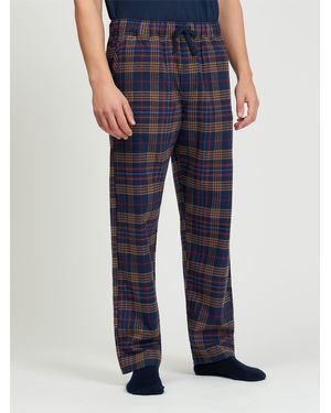 Ben Sherman Brushed Multi Check Trouser In Dark Navy - Blue