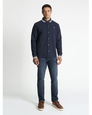 Ben Sherman Tipped Long Sleeve Polo Shirt In Dark Navy - Blue