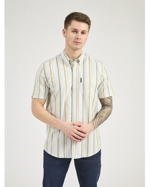 Ben Sherman Oxford Block Stripe Shirt In Pale Blue