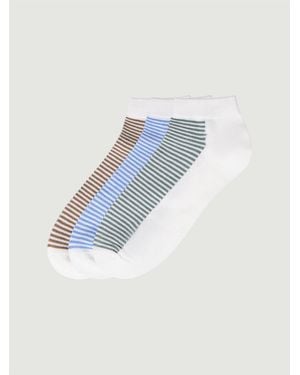 Ben Sherman 3 Pack Striped Trainer Socks In Assorted - Blue