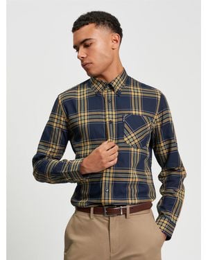 Ben Sherman Grid Check Shirt In Dark Navy - Multicolour