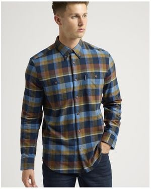 Ben Sherman Brushed Twill Check Shirt - Blue