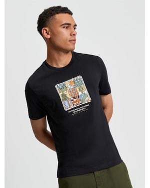 Ben Sherman Retro Adventure Tee In Black - Blue