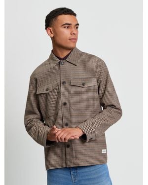 Ben Sherman Check Jacket In Light Brown - Blue