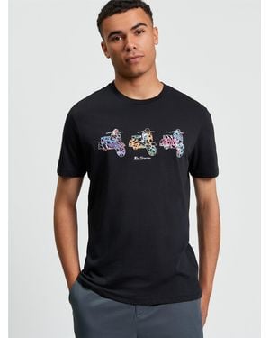 Ben Sherman Scooter Spray Tee In Black - Blue