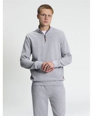 Ben Sherman Long Sleeve Half Zip Track Top In Light Grey