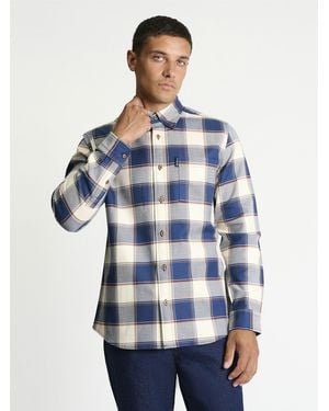 Ben Sherman Long Sleeve Geo Gingham Check Shirt In - Blue