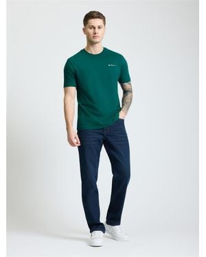 Ben Sherman Embroidered Logo Tee In Dark Green