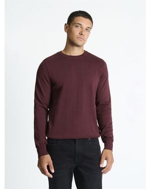 Ben Sherman Long Sleeve Crew Neck & Shoulder Stitch In Light Brown - Red