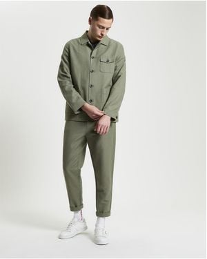 Ben Sherman Linen Cotton Trousers In Olive - Green