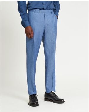 Ben Sherman Linen Blend Trouser - Blue
