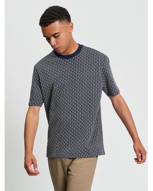 Ben Sherman Jaquard Tee In Dark Navy - Blue