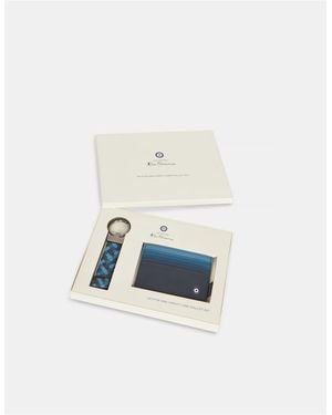 Ben Sherman Credit Card Wallet & Keyring Gift Set In - White