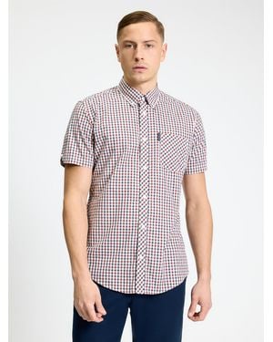 Ben Sherman Short Sleeve Signature House Check In Red - White