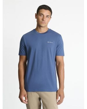 Ben Sherman Chest Embroidery Tee In Dark Denim - Blue