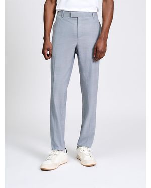 Ben Sherman Prince Of Wales Wool Check Trousers In Light Blue