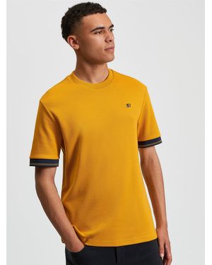Ben Sherman Textured Tipped Tee In - Yellow