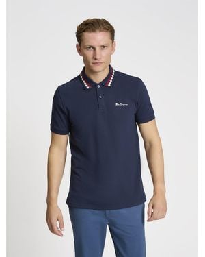 Ben Sherman Collar Interset Polo In Dark Navy - Blue