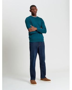 Ben Sherman Crew Neck Jumper With Shoulder Stitch - Blue