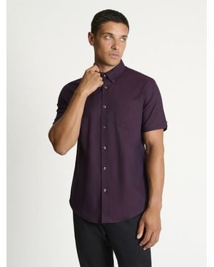 Ben Sherman Short Sleeve Oxford Shirt In Dark Wine - Purple