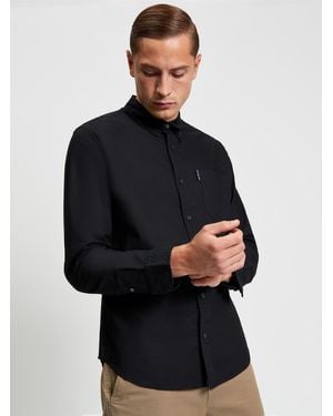 Ben Sherman Long Sleeve Signature Oxford Shirt In Black - Blue