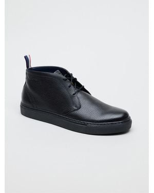 Ben Sherman Parka Boot Black Milled Leather - Blue