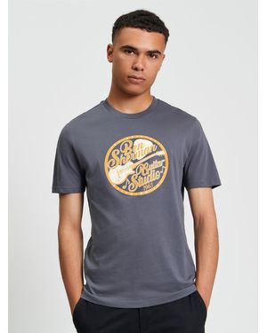 Ben Sherman Guitar Studio Tee In Slate - Blue