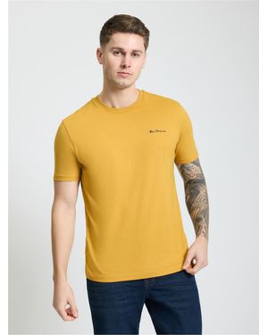 Ben Sherman Embroidered Logo Tee In Butterscotch - Yellow