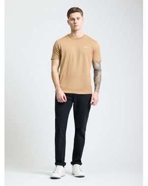 Ben Sherman Embroidered Logo Tee In Biscuit - Natural