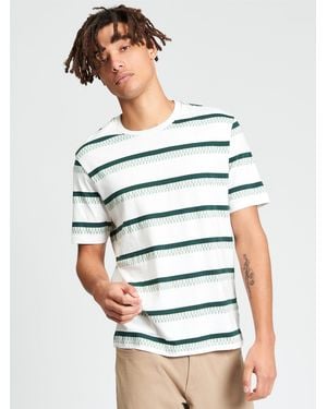 Ben Sherman Short Sleeve Jacquard Stripe Tshirt In Snow White