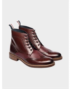 Ben Sherman Alfred Brogue Wingback Ankle Boot - Brown